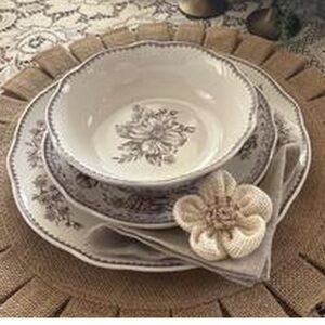 Elegant Floral Dinnerware Set of 3 pieces Pioneer Woman Agatha Brown